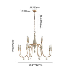 Gold Candle-Style Chandelier - 8-Light Iron Fixture for Farmhouse Decor Dimensions