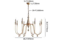 Gold Candle-Style Chandelier - 8-Light Iron Fixture for Farmhouse Decor Dimensions