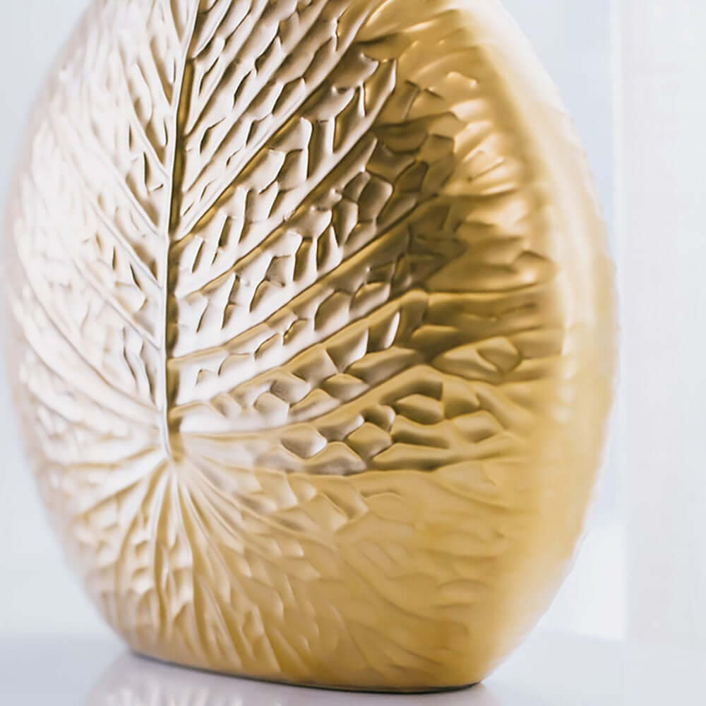 Gold Ceramic Faux Plant Set with Bronze Vase for Home Decor