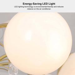 Gold Iron Chandelier Ceiling Fan with Remote Control and LED Lighting