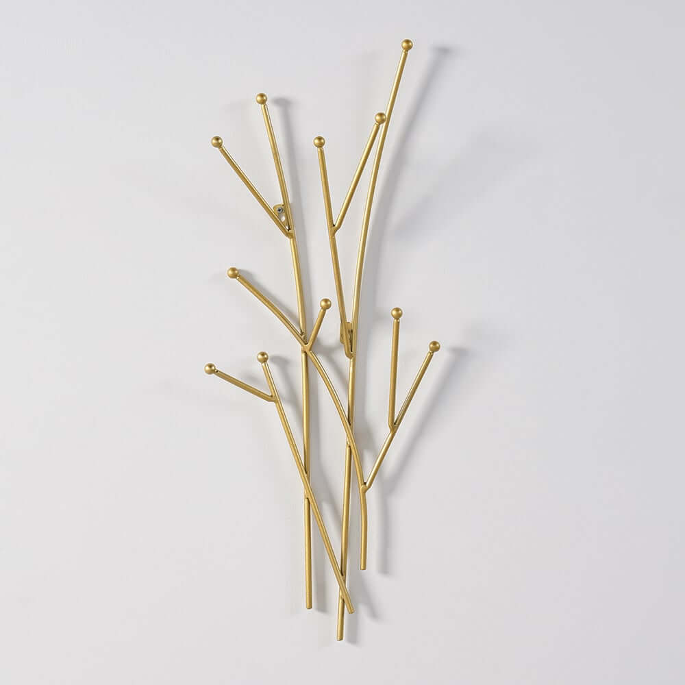 Gold Iron Wall Mounted Coat Rack with 11 Hooks - Modern Design