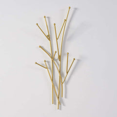 Gold Iron Wall Mounted Coat Rack with 11 Hooks - Modern Design