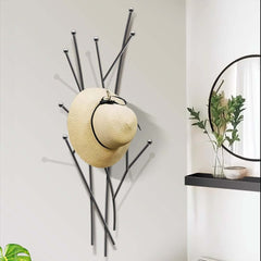 Gold Iron Wall Mounted Coat Rack with 11 Hooks - Modern Design