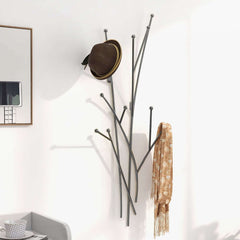 Gold Iron Wall Mounted Coat Rack with 11 Hooks - Modern Design