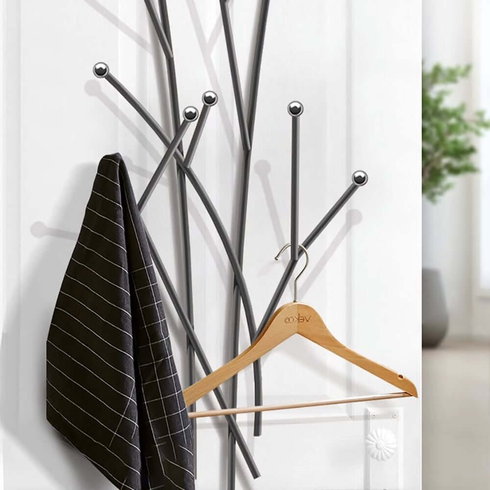 Gold Iron Wall Mounted Coat Rack with 11 Hooks - Modern Design