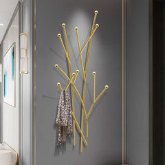 Gold Iron Wall Mounted Coat Rack with 11 Hooks - Modern Design Main Product Image