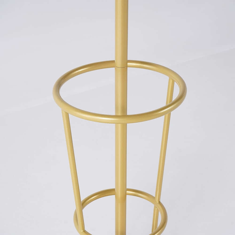Gold Metal Coat Rack with Faux Marble Base and Umbrella Stand