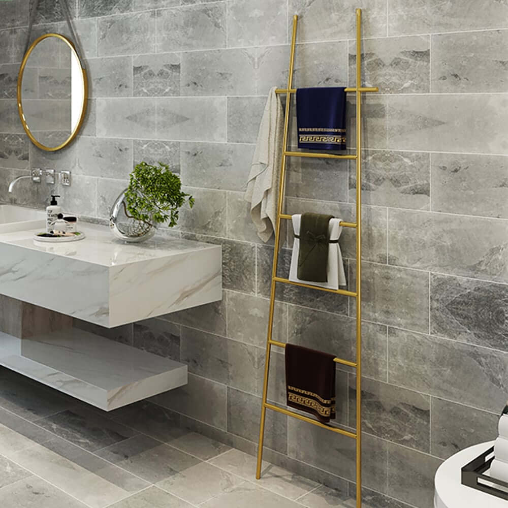 Gold Metal Ladder Rack for Modern Organization and Storage