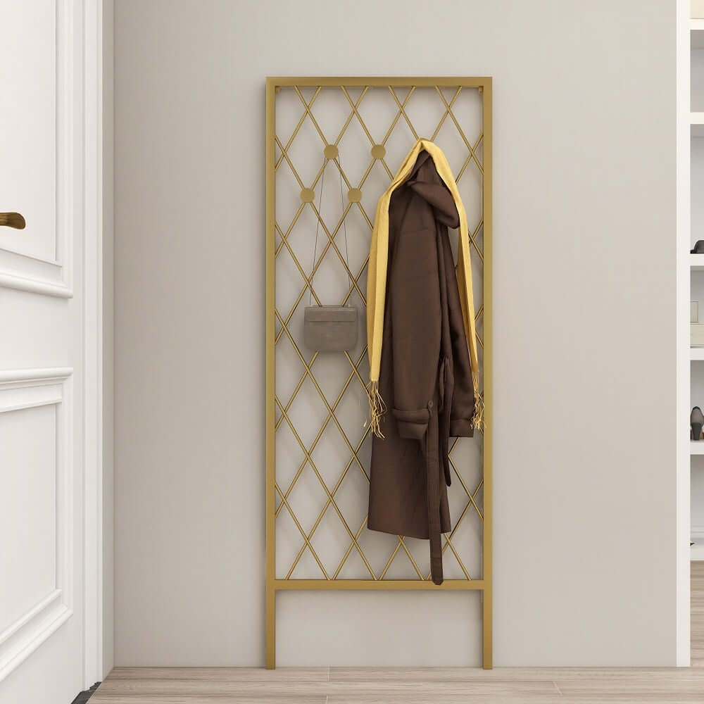 Gold Metal Modern Wall-Mounted Coat Rack with 7 Decorative Hooks