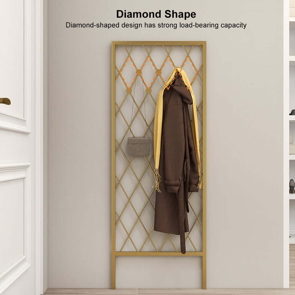 Gold Metal Modern Wall-Mounted Coat Rack with 7 Decorative Hooks