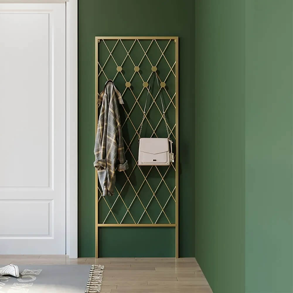 Gold Metal Modern Wall-Mounted Coat Rack with 7 Decorative Hooks Main Product Image