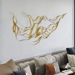 Gold Metal Wall Art Abstract Decor for Modern Glam Spaces