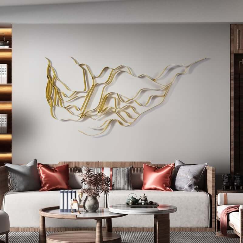Gold Metal Wall Art Abstract Decor for Modern Glam Spaces