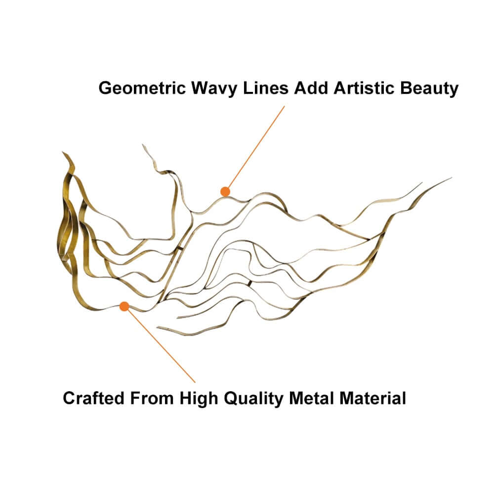 Gold Metal Wall Art Abstract Decor for Modern Glam Spaces