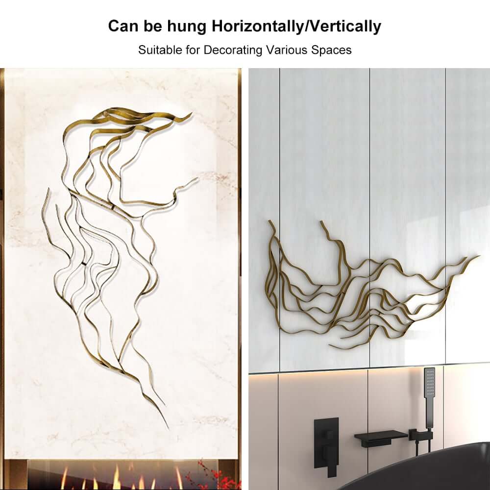 Gold Metal Wall Art Abstract Decor for Modern Glam Spaces