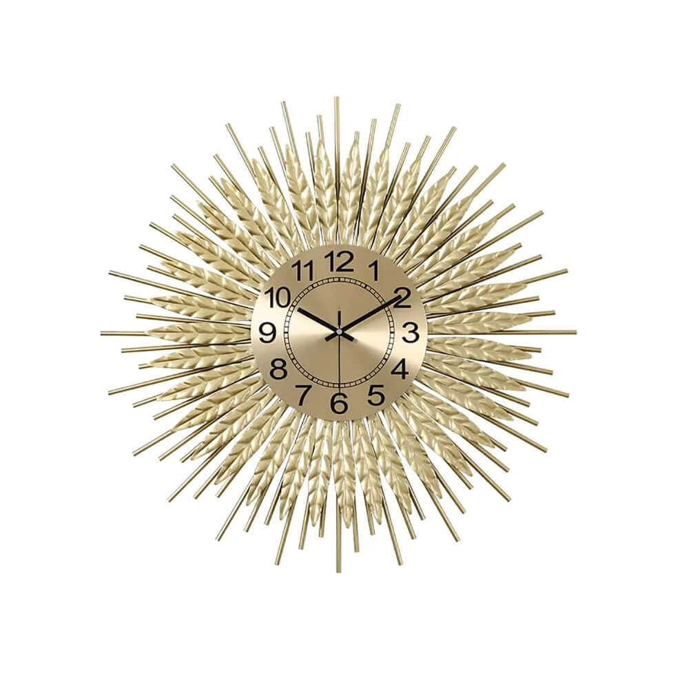 Gold Metal Wall Clock in Glam Style with Quartz Movement