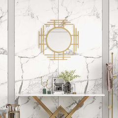 Gold Metal Wall Mirror with Octagon Accent Design