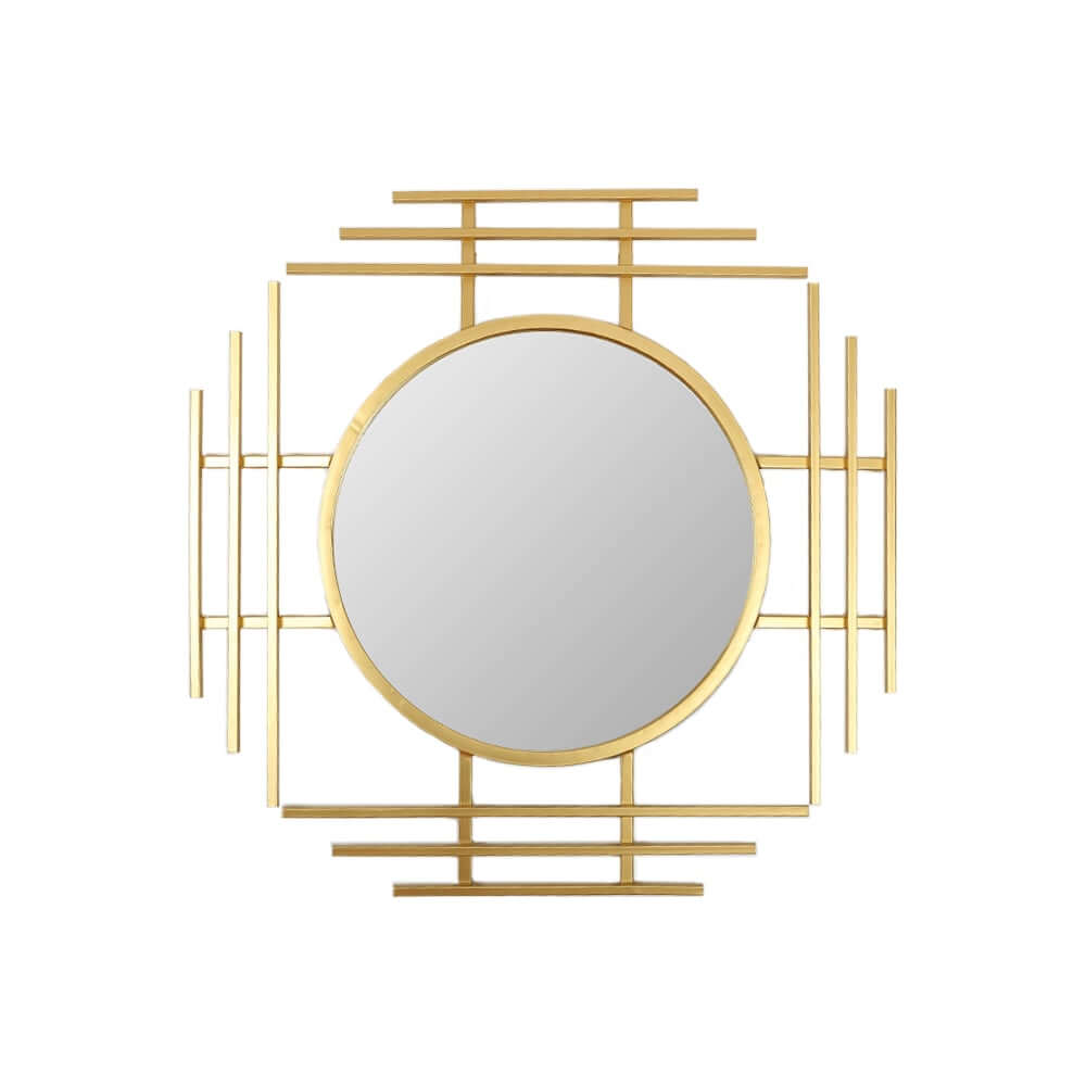 Gold Metal Wall Mirror with Octagon Accent Design