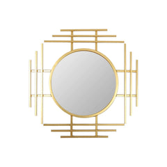 Gold Metal Wall Mirror with Octagon Accent Design