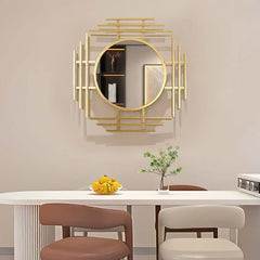 Gold Metal Wall Mirror with Octagon Accent Design