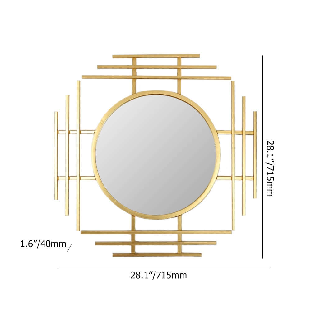 Gold Metal Wall Mirror with Octagon Accent Design Dimensions