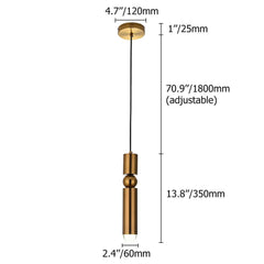 Gold Minimalist Adjustable Height Single Pendant Light