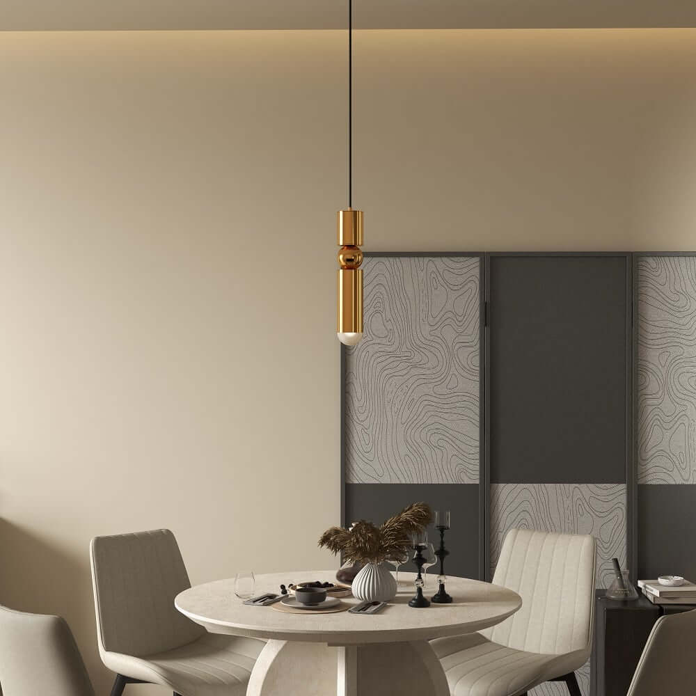Gold Minimalist Adjustable Height Single Pendant Light