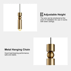 Gold Minimalist Adjustable Height Single Pendant Light