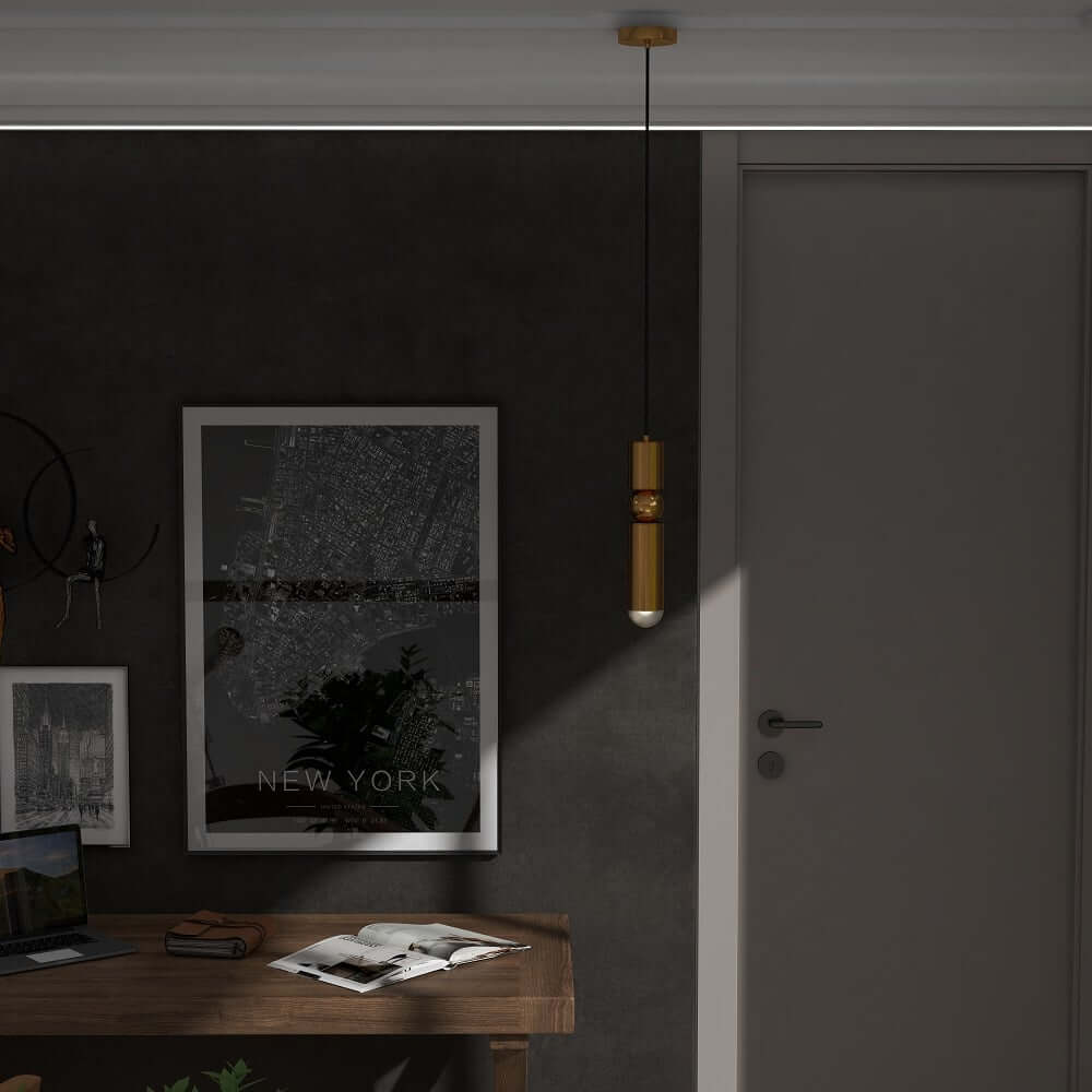 Gold Minimalist Adjustable Height Single Pendant Light