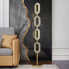 Gold Modern 4-Light Floor Lamp with Clear Acrylic Shade