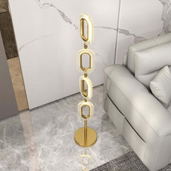 Gold Modern 4-Light Floor Lamp with Clear Acrylic Shade