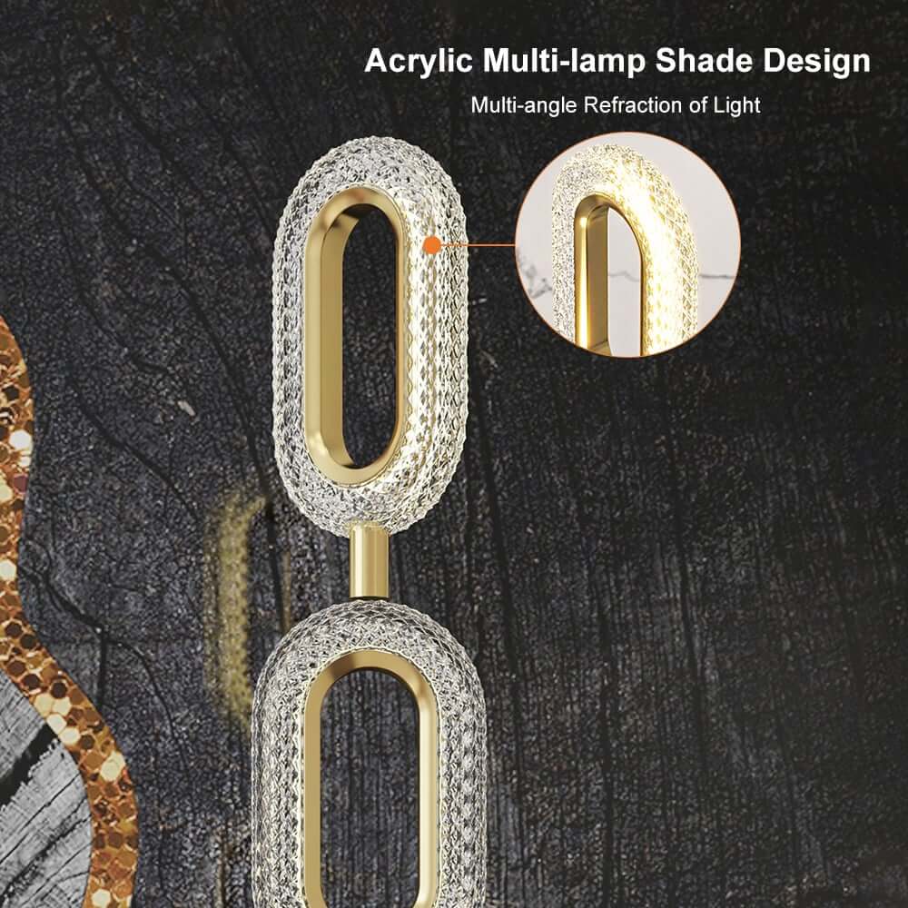 Gold Modern 4-Light Floor Lamp with Clear Acrylic Shade