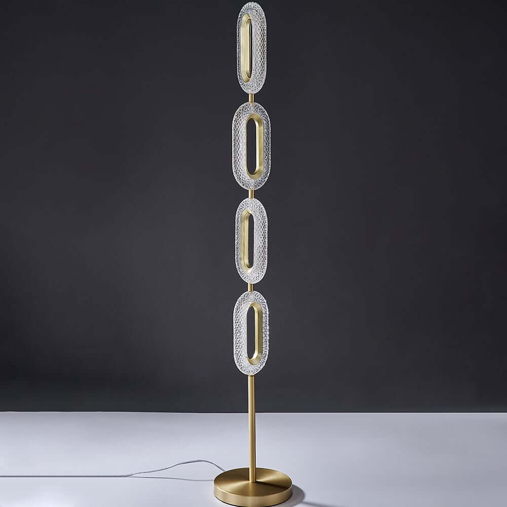 Gold Modern 4-Light Floor Lamp with Clear Acrylic Shade