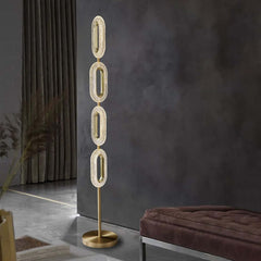 Gold Modern 4-Light Floor Lamp with Clear Acrylic Shade