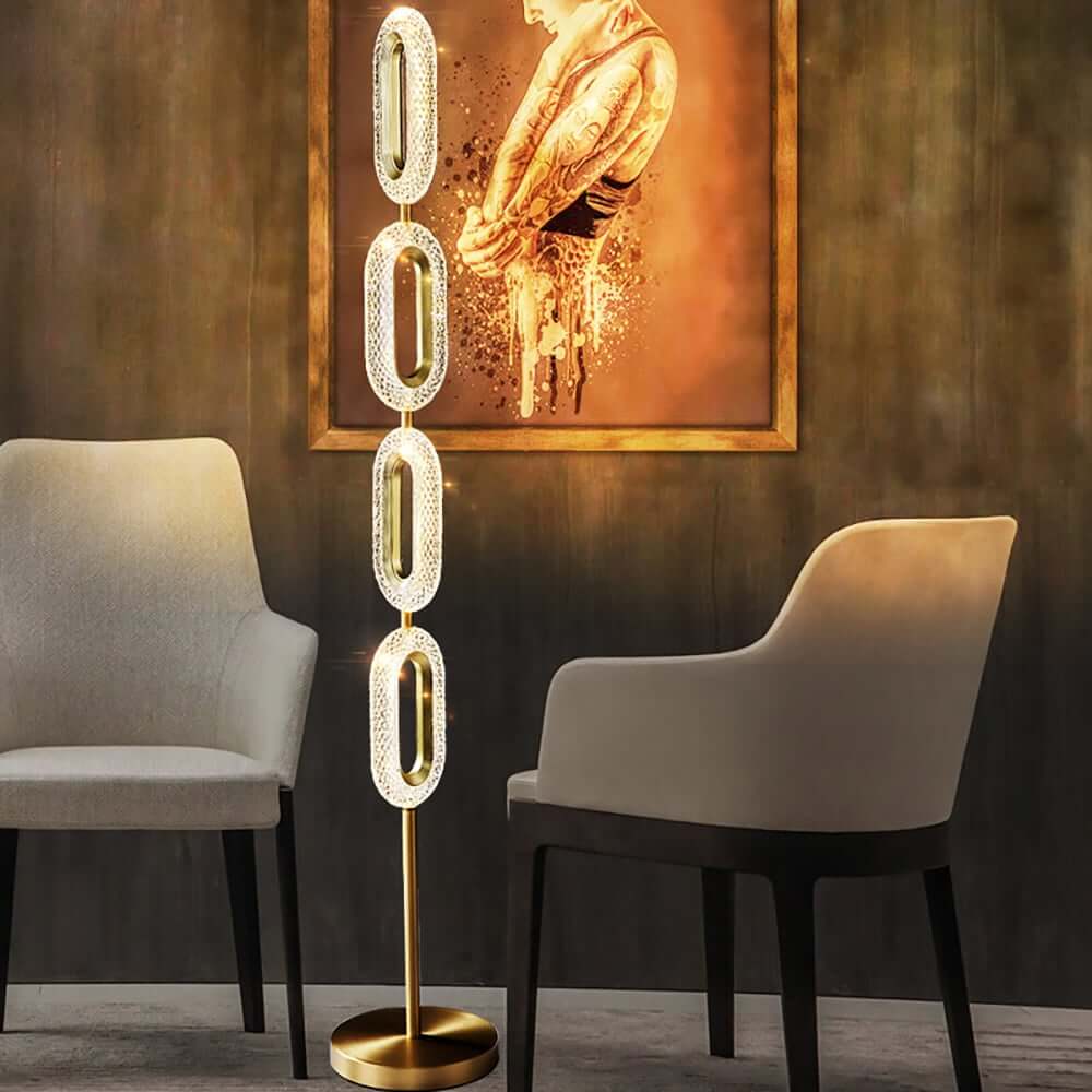 Gold Modern 4-Light Floor Lamp with Clear Acrylic Shade Main Product Image