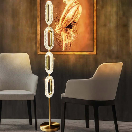 Gold Modern 4-Light Floor Lamp with Clear Acrylic Shade Main Product Image
