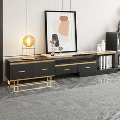 Gold Pedestal Base TV Stand & Coffee Table Set