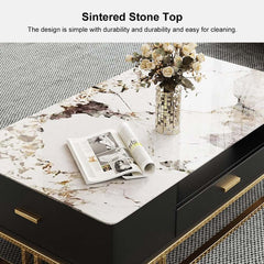 Gold Pedestal Base TV Stand & Coffee Table Set