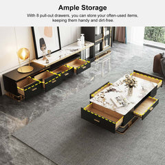 Gold Pedestal Base TV Stand & Coffee Table Set