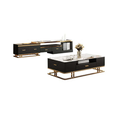 Gold Pedestal Base TV Stand & Coffee Table Set