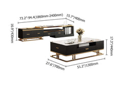 Gold Pedestal Base TV Stand & Coffee Table Set Dimensions