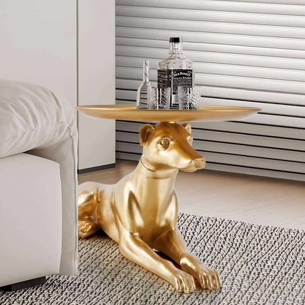 Gold Resin Dog Side Table - Modern Novelty Design