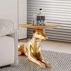 Gold Resin Dog Side Table - Modern Novelty Design