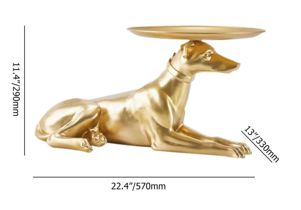 Gold Resin Dog Side Table - Modern Novelty Design Dimensions