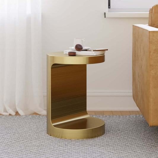 Gold Round C-Shaped Stainless Steel Side Table Main Product Image