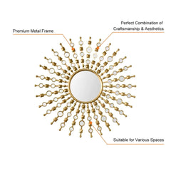 Gold Round Wall Mirror with Metal Frame for Glam Home Decor