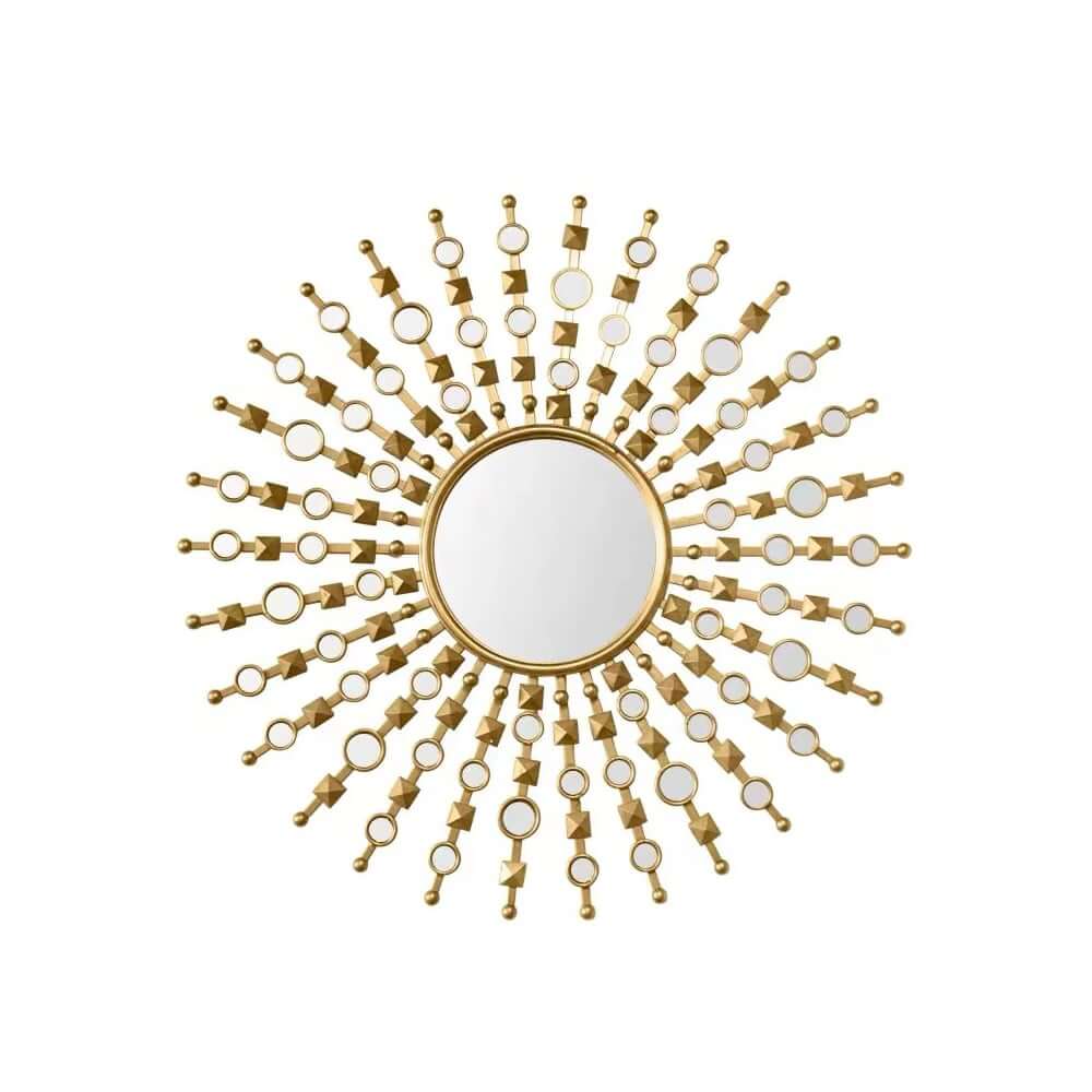 Gold Round Wall Mirror with Metal Frame for Glam Home Decor