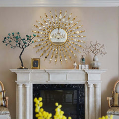 Gold Round Wall Mirror with Metal Frame for Glam Home Decor