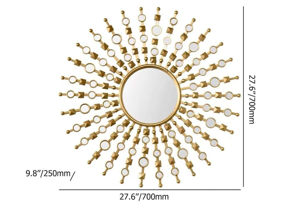 Gold Round Wall Mirror with Metal Frame for Glam Home Decor Dimensions