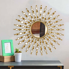 Gold Round Wall Mirror with Metal Frame for Glam Home Decor Main Product Image